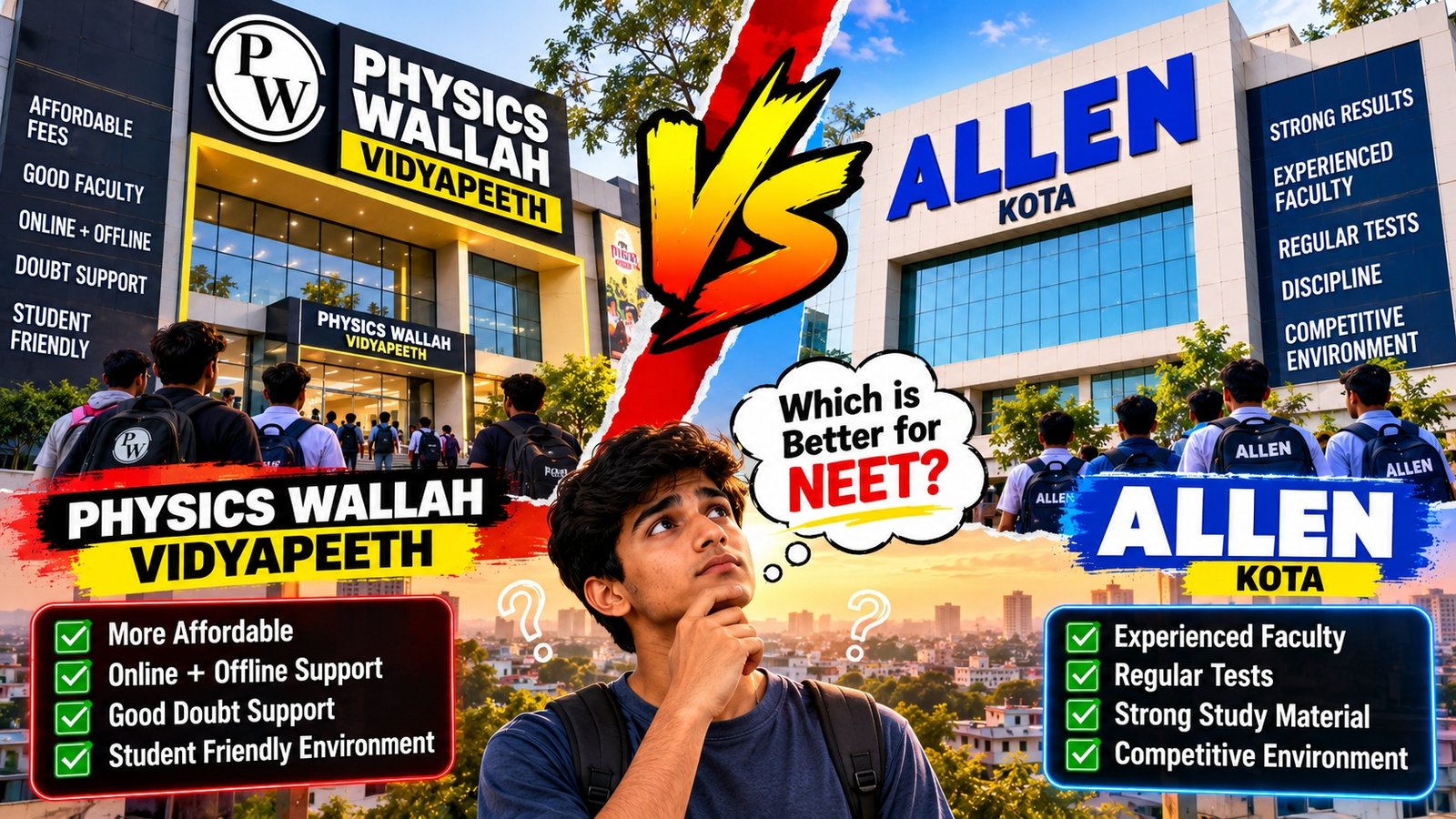 Physics Wallah Vidyapeeth vs Allen Kota for NEET: Which is Better? | Public Vote
