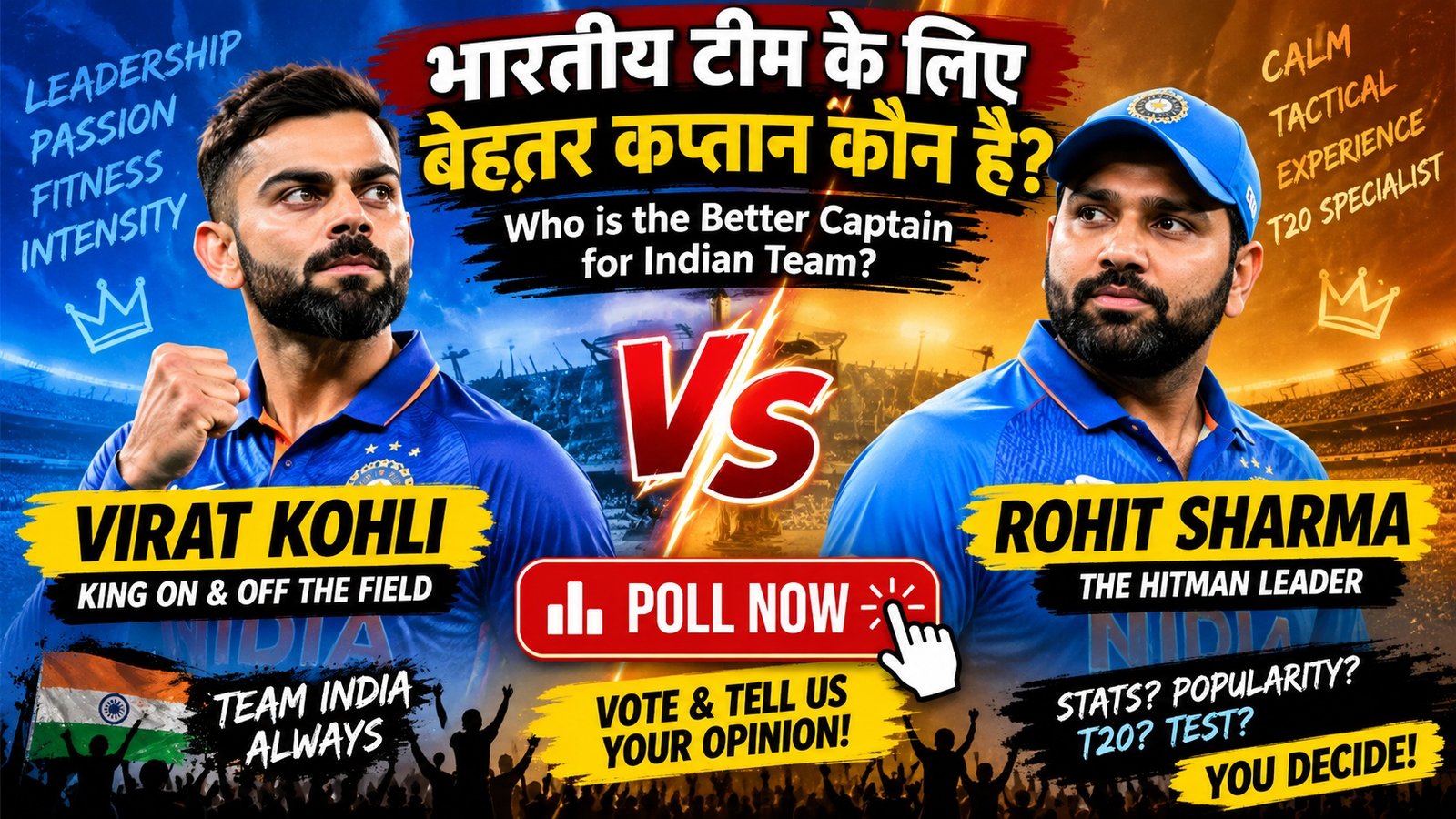 Virat Kohli vs Rohit Sharma, who is the better captain for Indian team